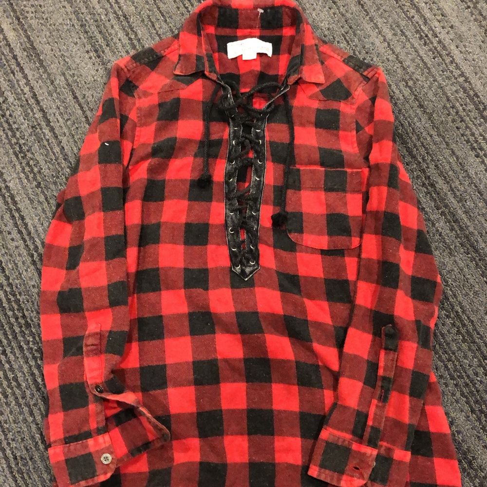 Flannel lace up shirt